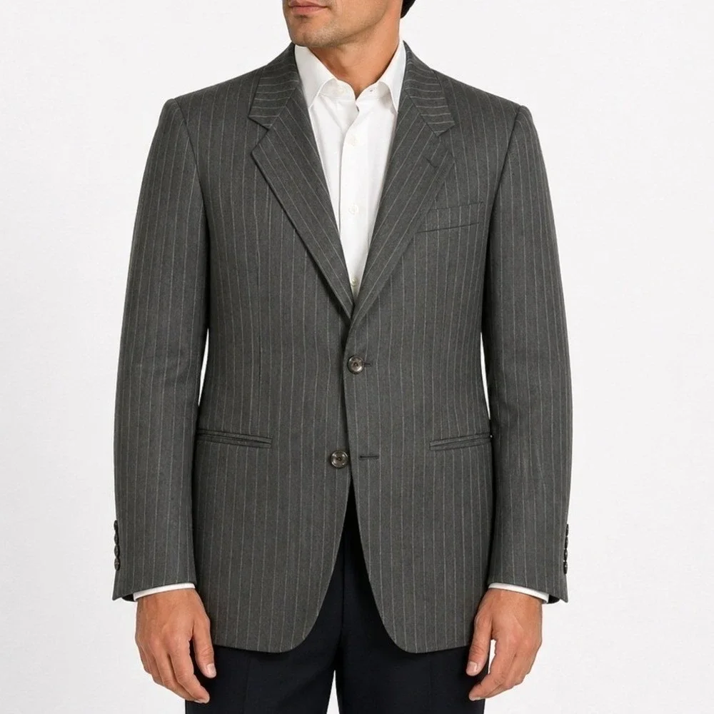 JD Christopher‎ London New York Mens Pinstripe Blazer Romani L41 Charcoal Grey